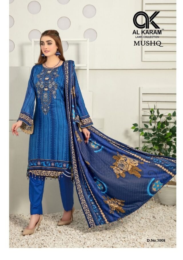 Musq Vol 3 Al Karam Embroidery Wholesale Cotton Dress Material