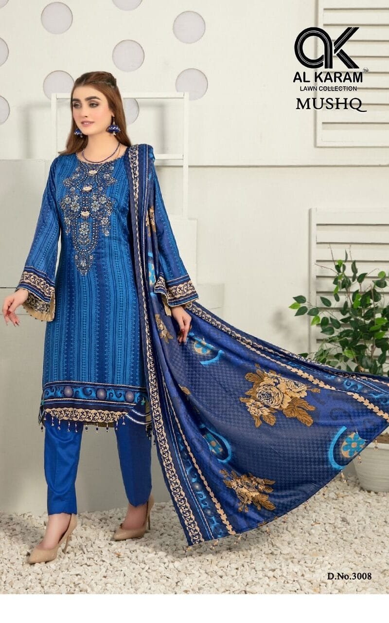 Musq Vol 3 Al Karam Embroidery Wholesale Cotton Dress Material