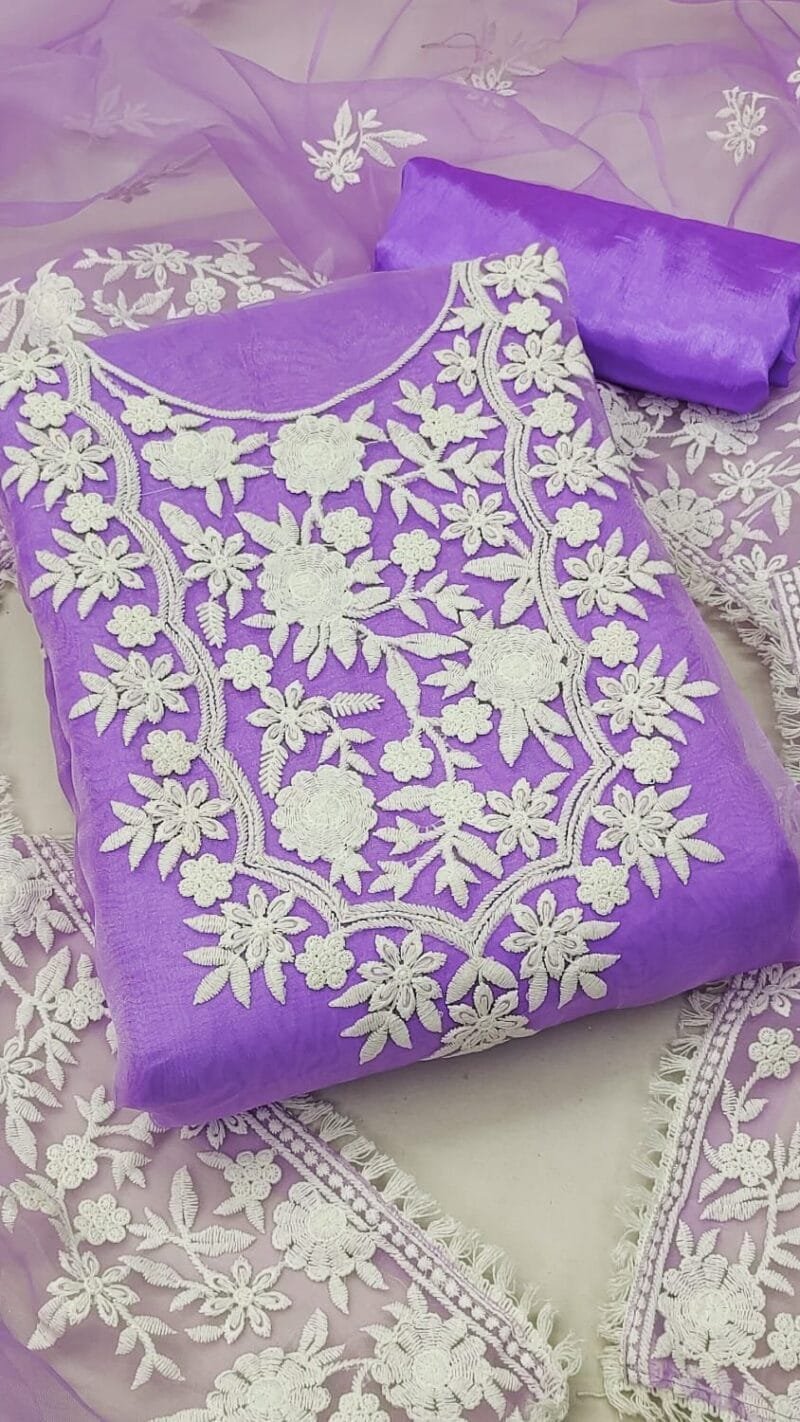 Organza Cotton Thread Work Wholesale Dress Material