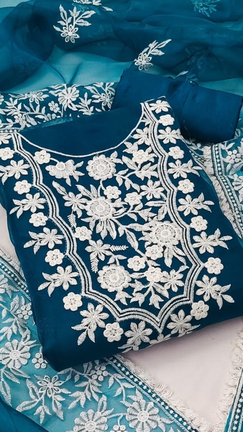 Organza Cotton Thread Work Wholesale Dress Material