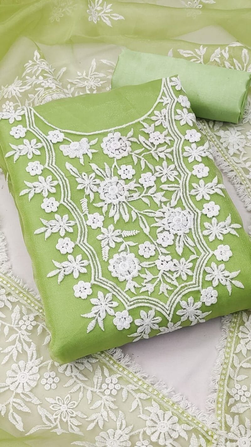 Organza Cotton Thread Work Wholesale Dress Material