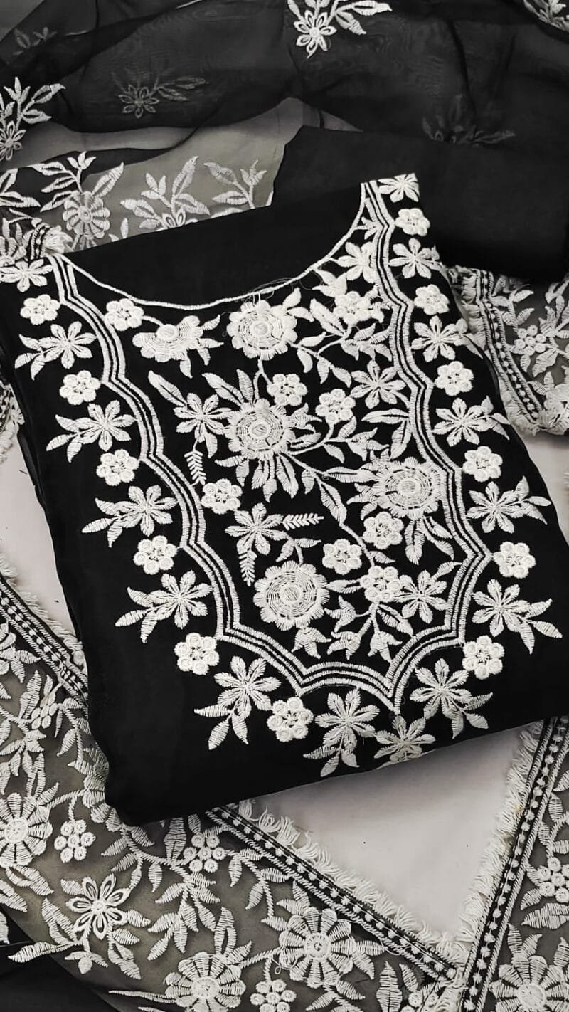 Organza Cotton Thread Work Wholesale Dress Material