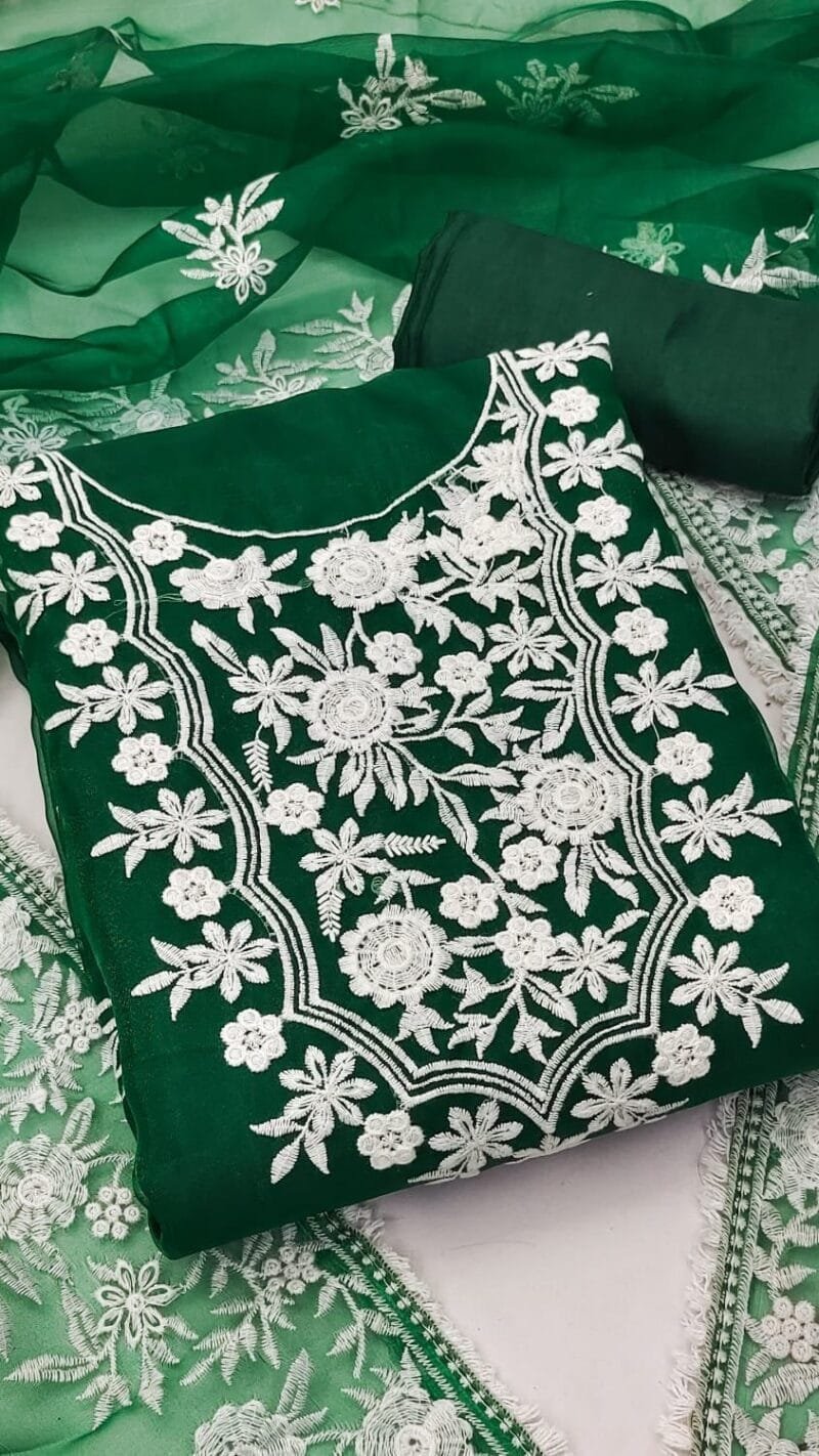 Organza Cotton Thread Work Wholesale Dress Material