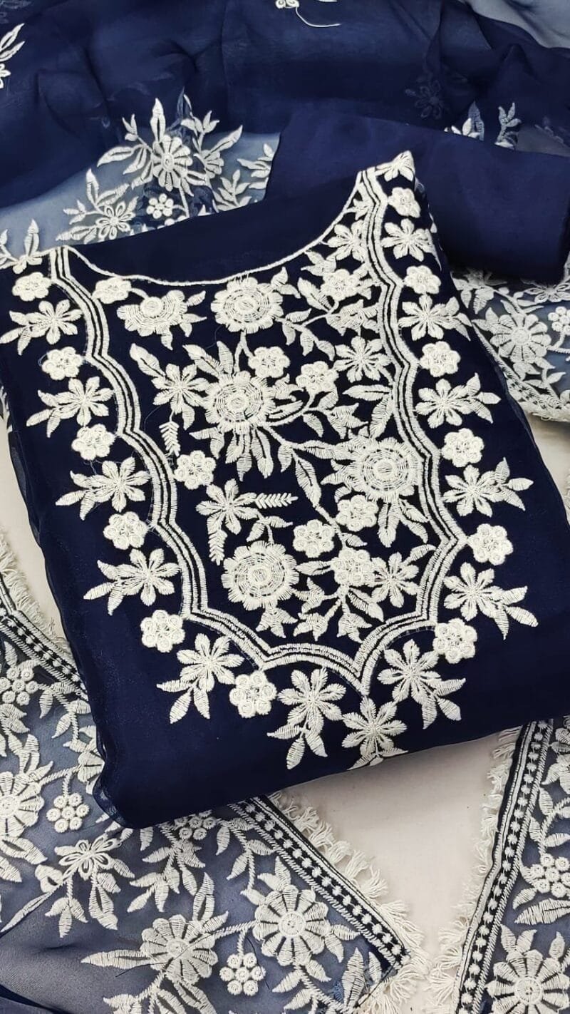 Organza Cotton Thread Work Wholesale Dress Material