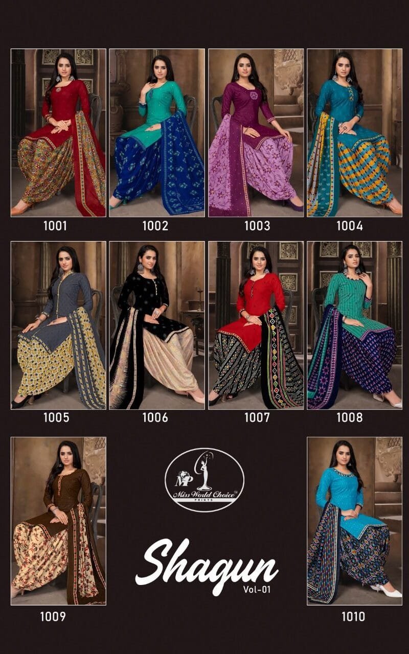 Shagun Vol 1 Miss World Wholesale Cotton Dress Material