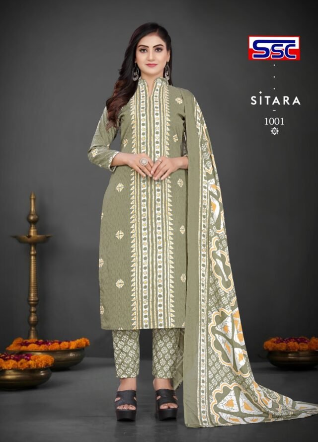Sitara Ssc Gold Print Wholesale Cotton Dress Material