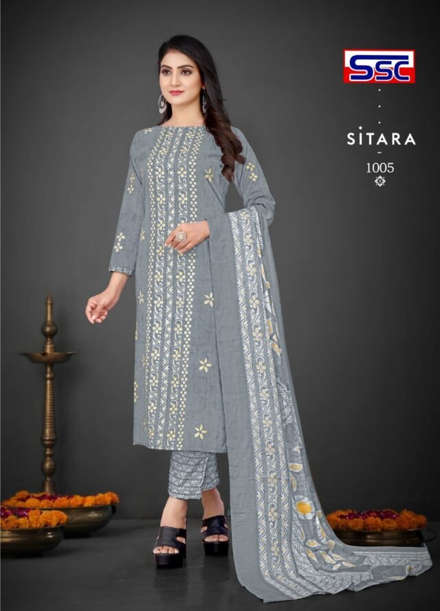 Sitara Ssc Gold Print Wholesale Cotton Dress Material