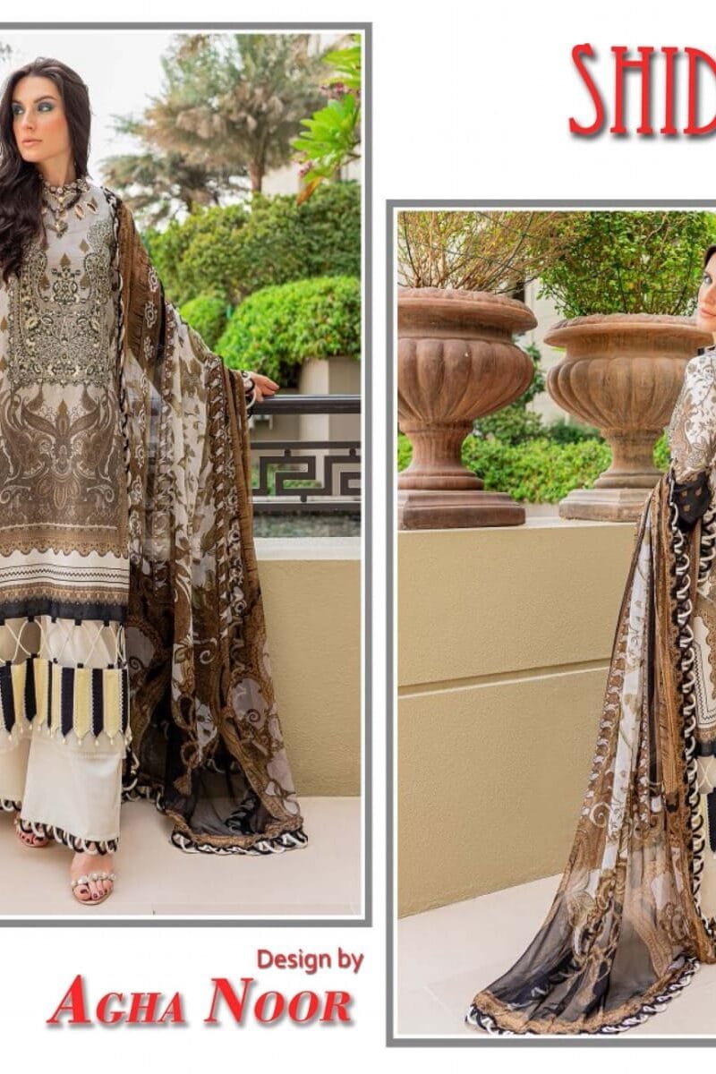 Agha Noor Shiddat Self Embroidered Wholesale Cotton Dress Material
