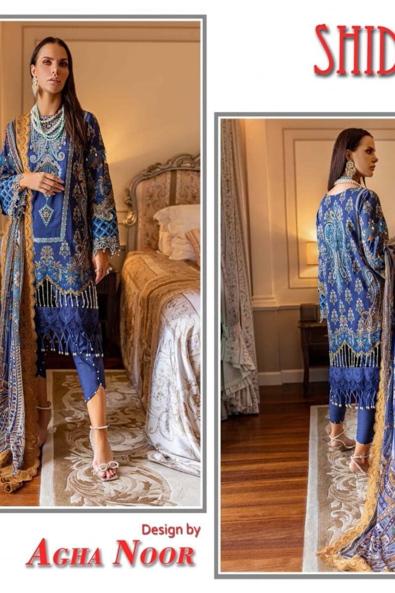 Agha Noor Shiddat Self Embroidered Wholesale Cotton Dress Material