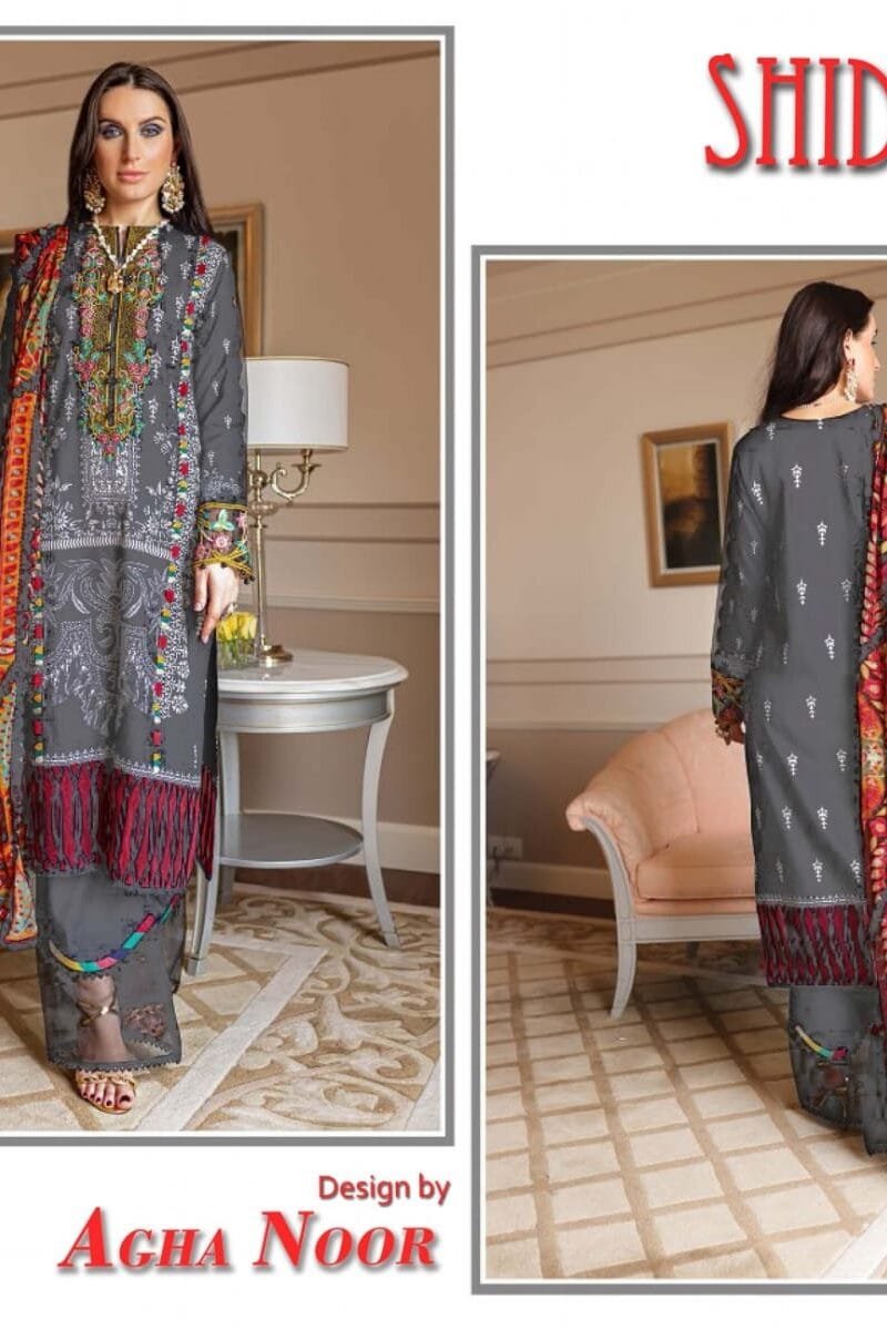 Agha Noor Shiddat Self Embroidered Wholesale Cotton Dress Material