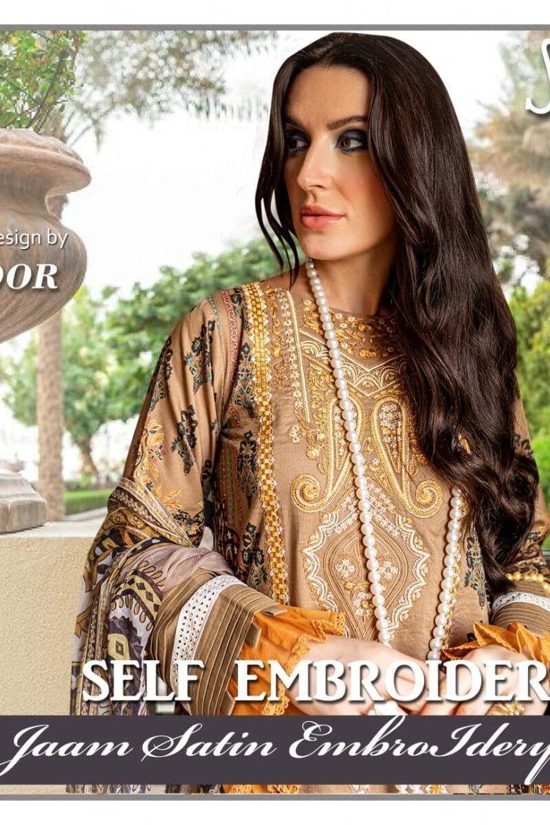 Agha Noor Shiddat Self Embroidered Wholesale Cotton Dress Material