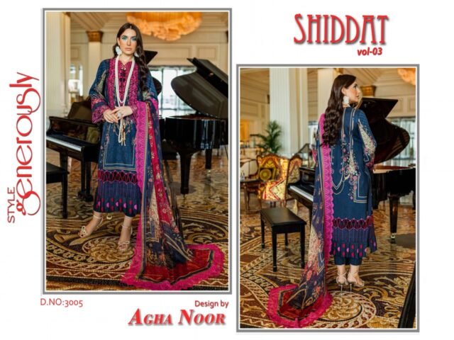 Agha Noor Shiddat Self Embroidered Wholesale Cotton Dress Material