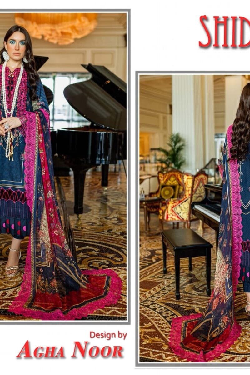 Agha Noor Shiddat Self Embroidered Wholesale Cotton Dress Material