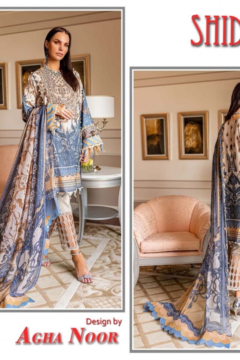 Agha Noor Shiddat Self Embroidered Wholesale Cotton Dress Material