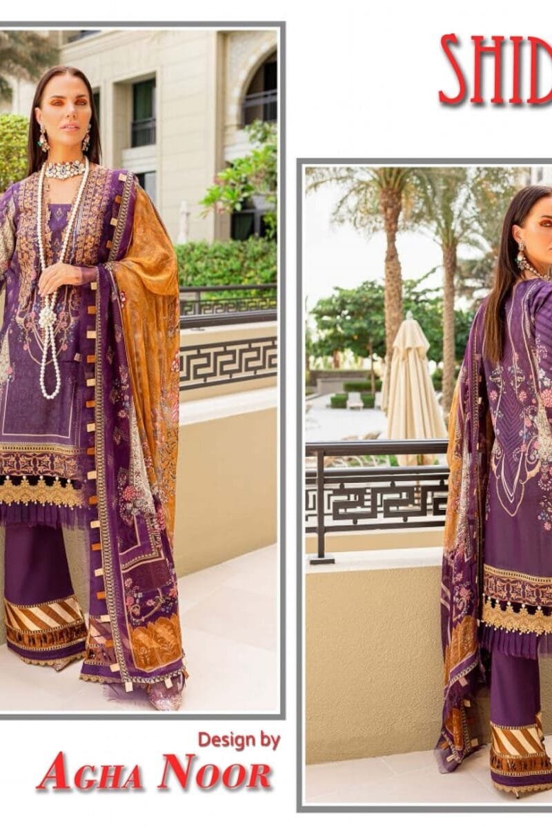 Agha Noor Shiddat Self Embroidered Wholesale Cotton Dress Material