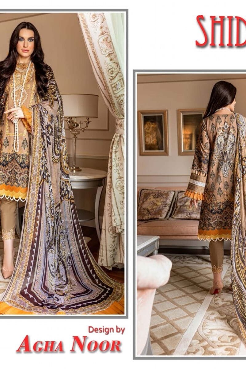 Agha Noor Shiddat Self Embroidered Wholesale Cotton Dress Material