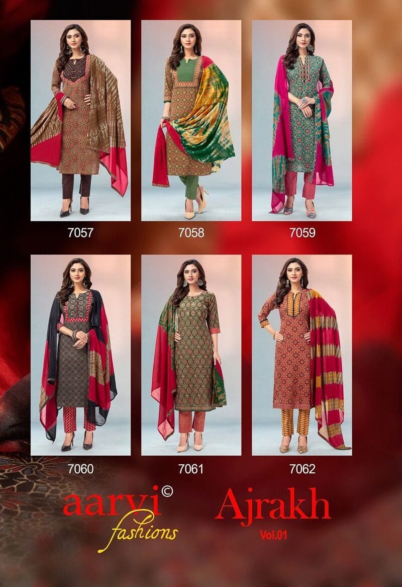 Ajrakh Vol 1 Aarvi Fashion Readymade Wholesale Collection