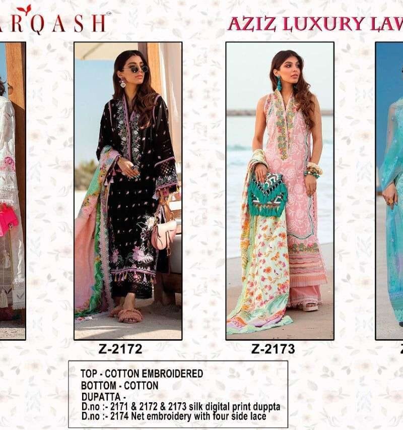 Aziz Luxury Lawn Zarqash Pakistani Salwar Suits