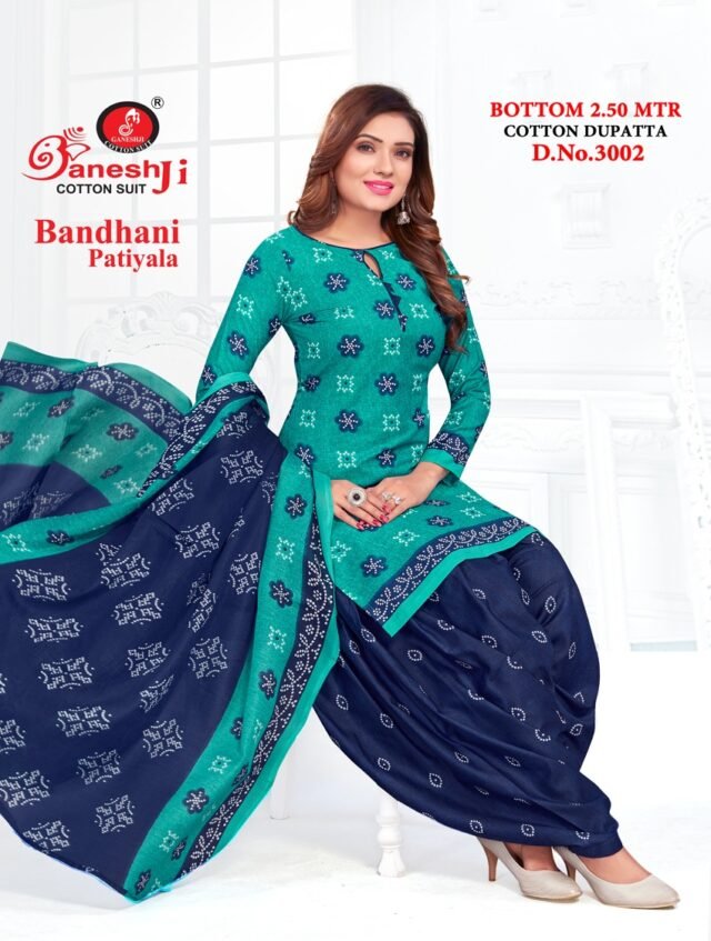 Bandhani Patiyala Vol 3 Ganeshji Wholesale Cotton Dress Material