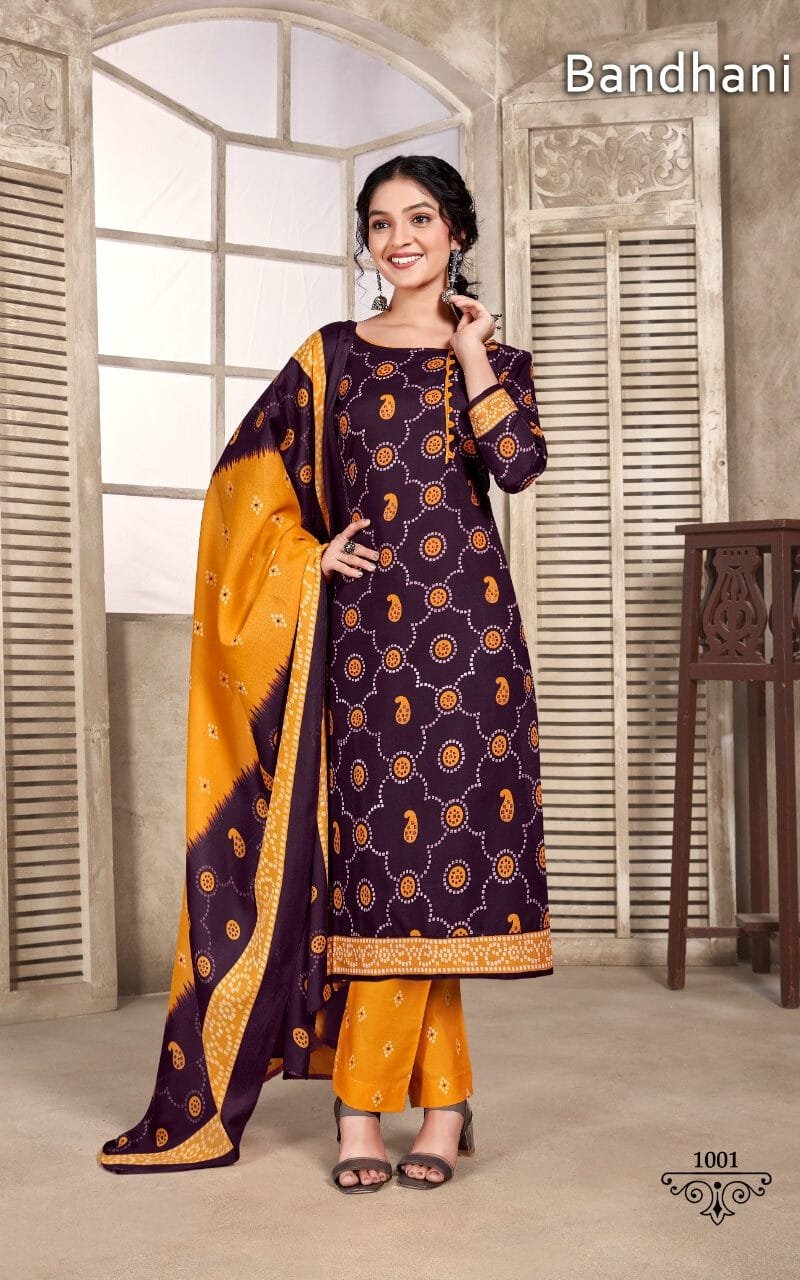 Bandhani Skt Suits Wholesale Cotton Dress Material