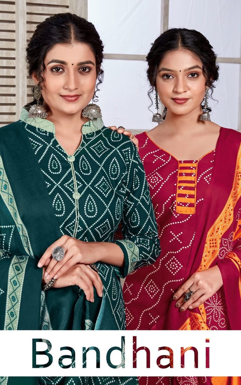 Bandhani Skt Suits Wholesale Cotton Dress Material