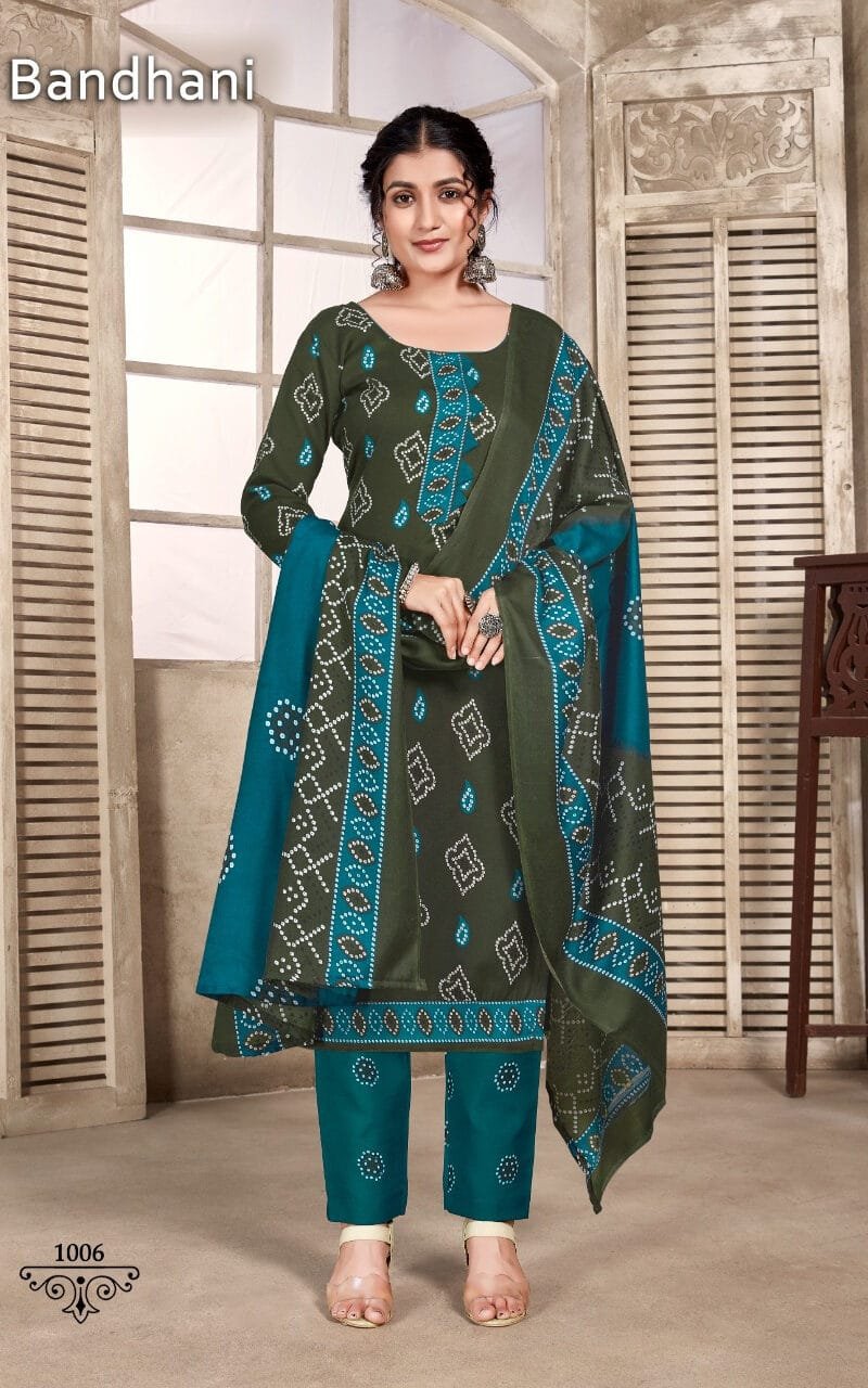 Bandhani Skt Suits Wholesale Cotton Dress Material