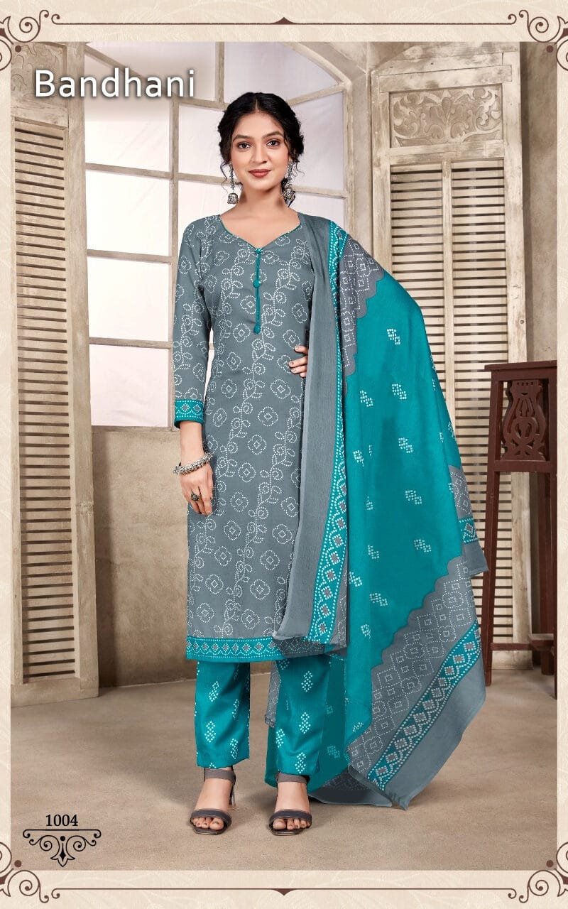 Bandhani Skt Suits Wholesale Cotton Dress Material