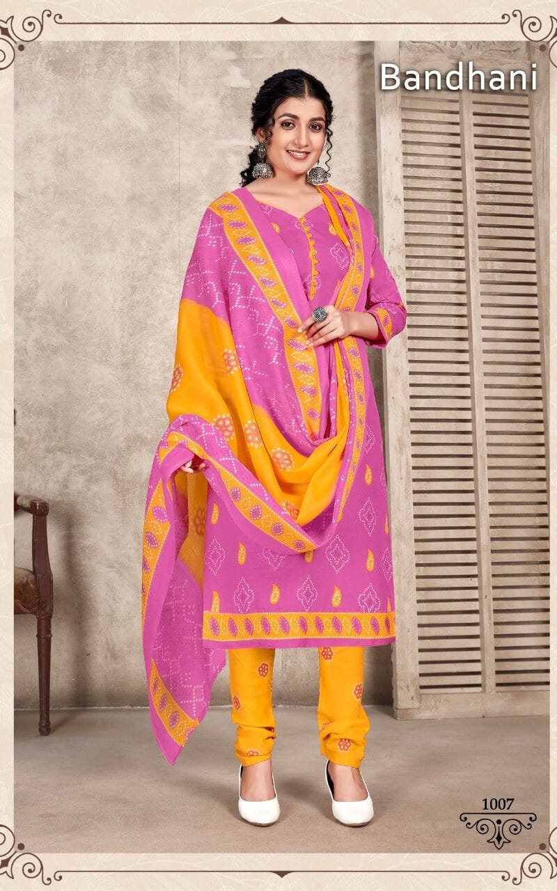 Bandhani Skt Suits Wholesale Cotton Dress Material