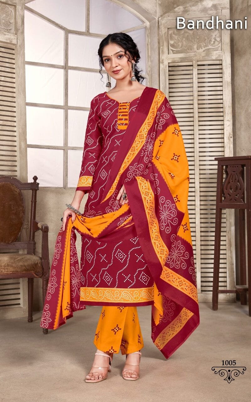 Bandhani Skt Suits Wholesale Cotton Dress Material