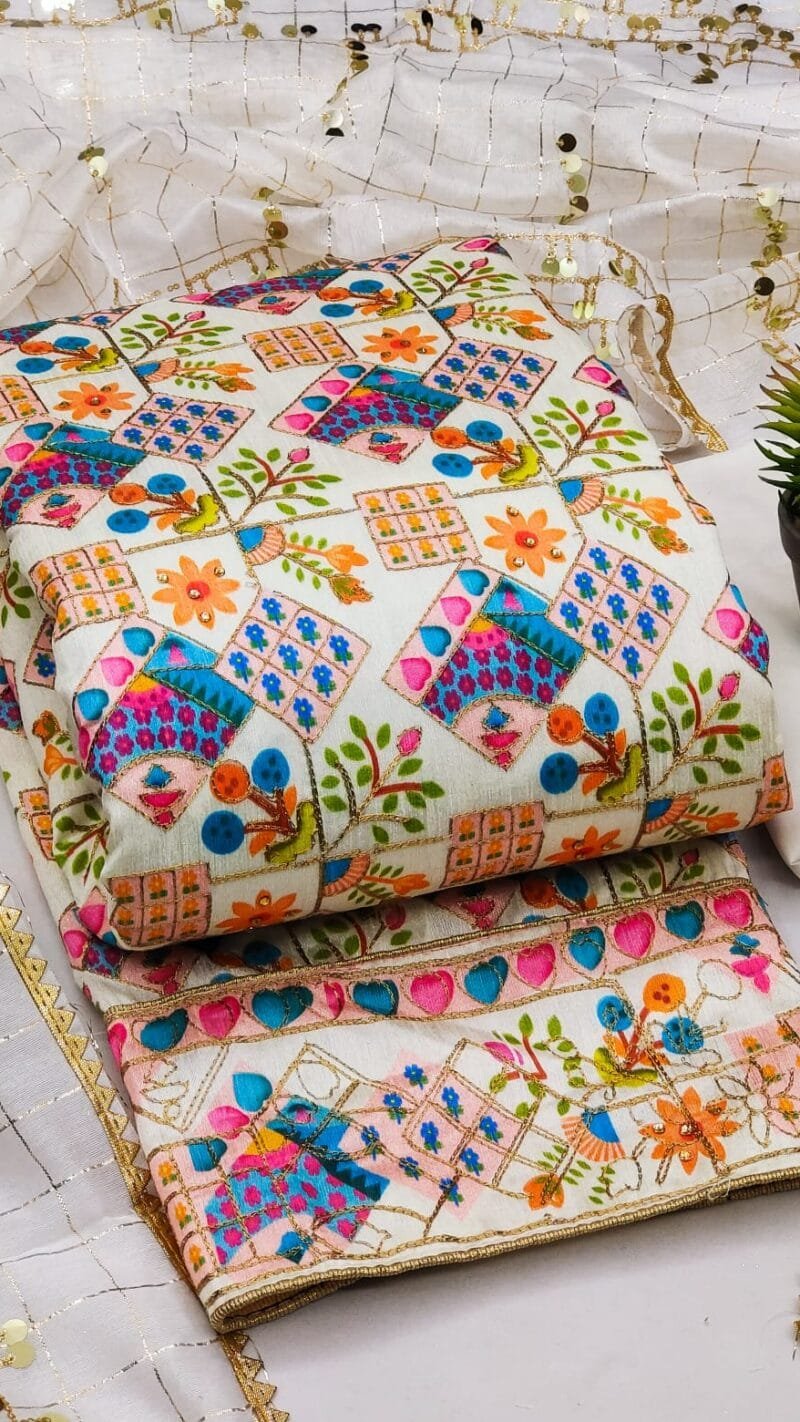 Bhagalpoori Print With Work Wholesale Dress Material