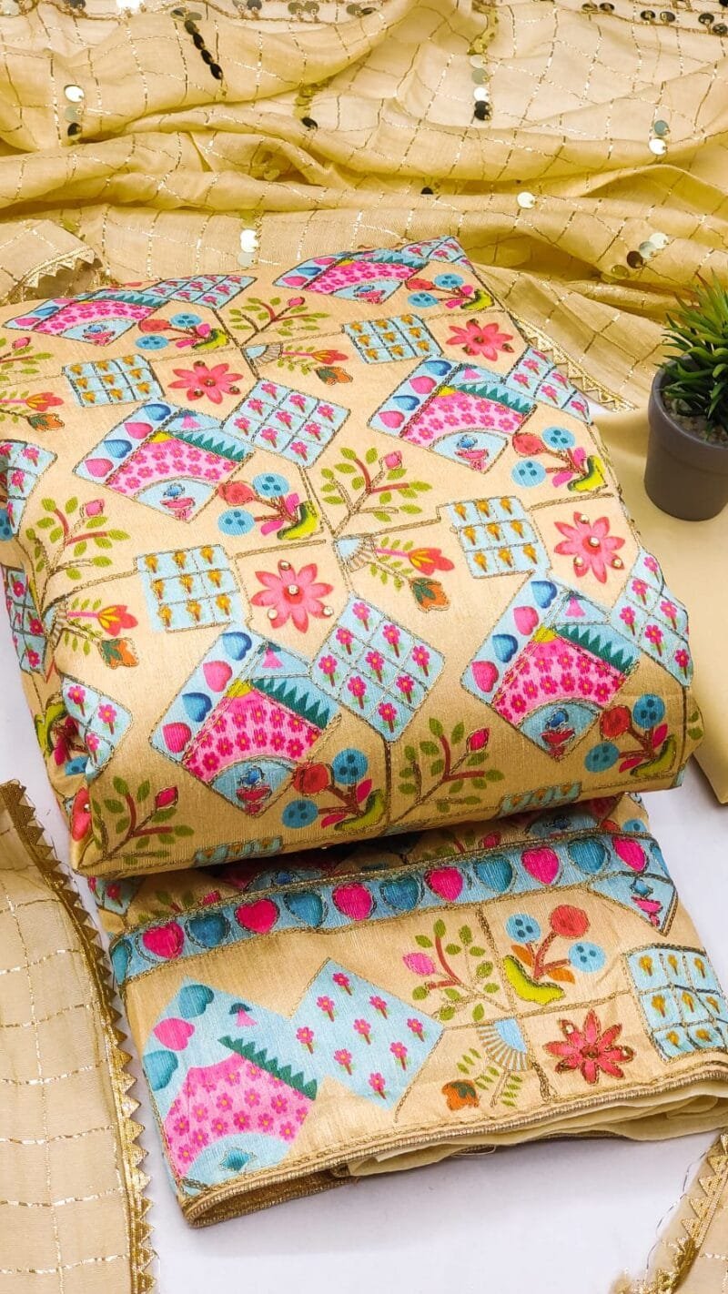 Bhagalpoori Print With Work Wholesale Dress Material