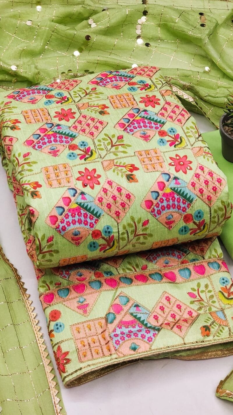 Bhagalpoori Print With Work Wholesale Dress Material