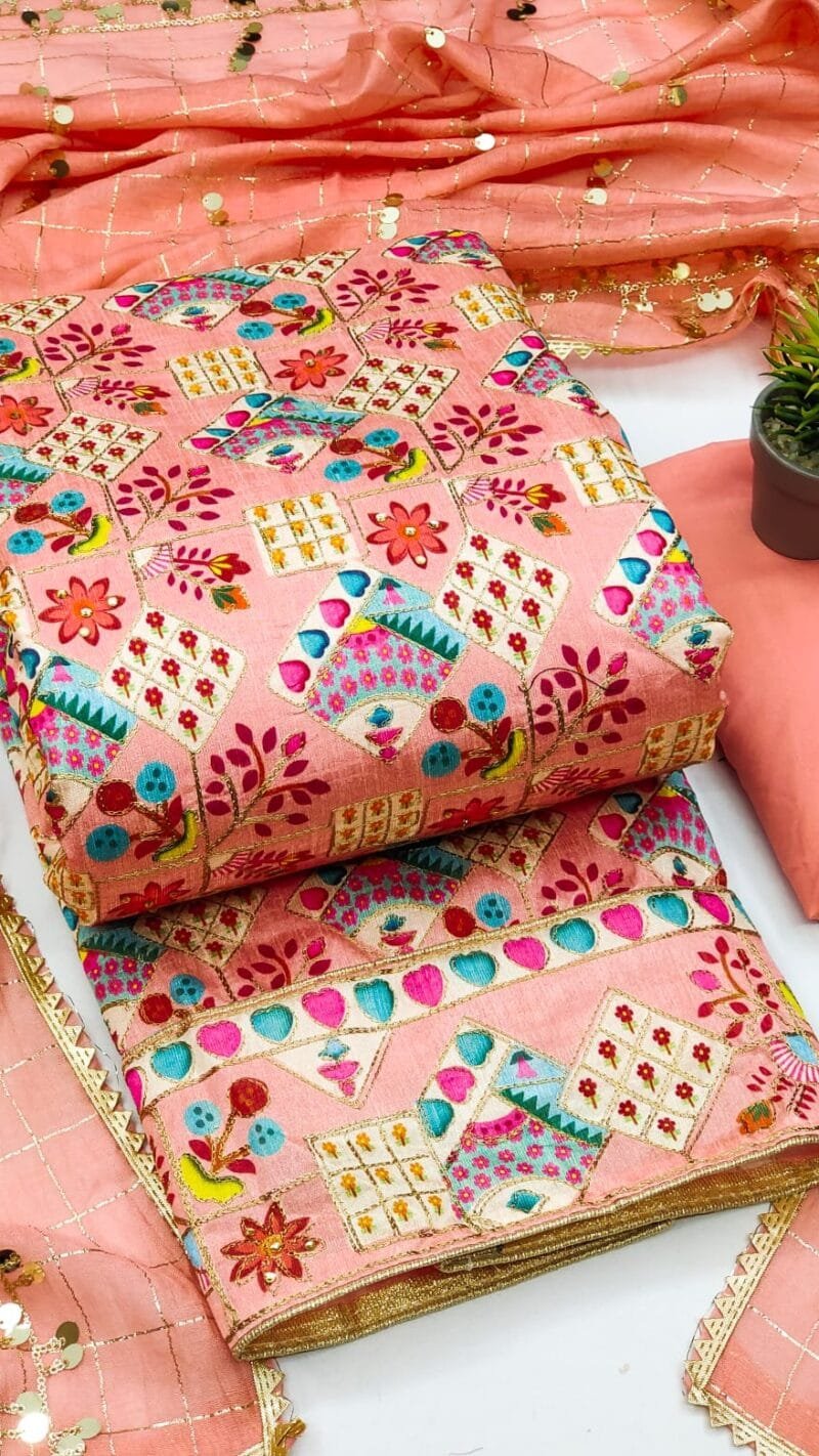 Bhagalpoori Print With Work Wholesale Dress Material