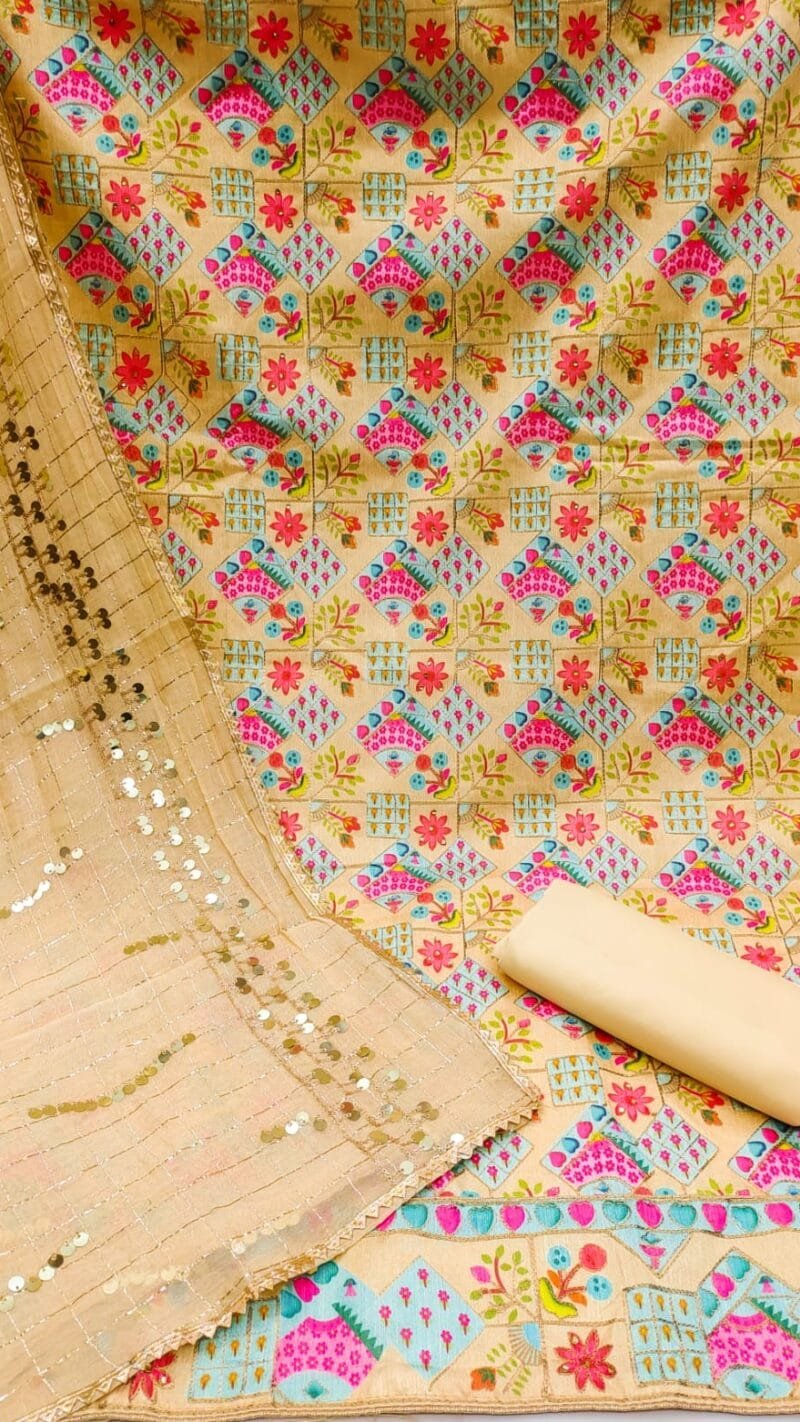 Bhagalpoori Print With Work Wholesale Dress Material