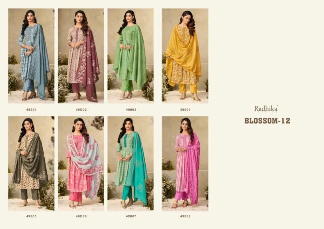 Blossom Vol 12 Azara Radhika Wholesale Cotton Dress Material