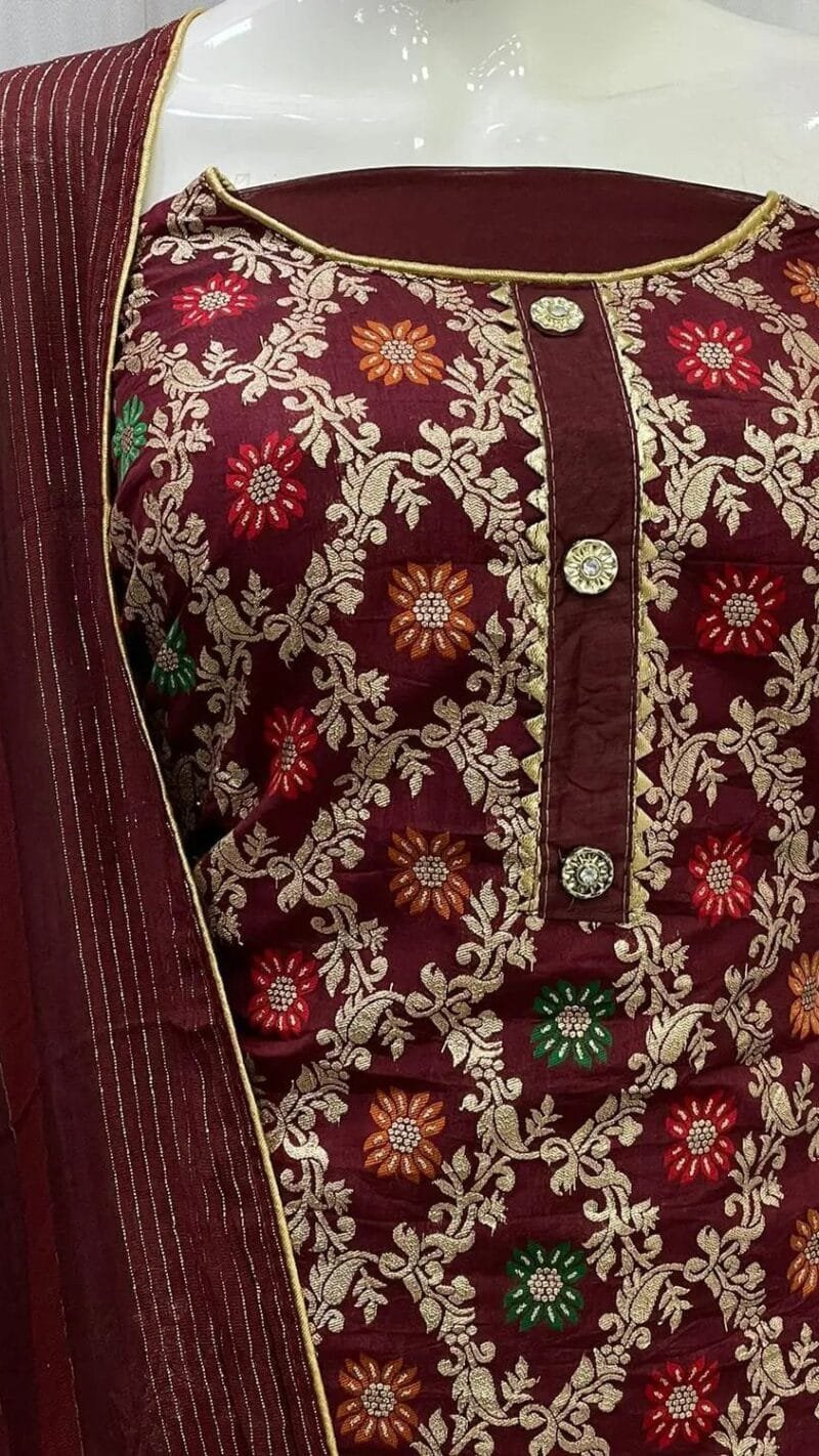 Buy Chanderi Fancy Jacquard Wholesale Dress Material