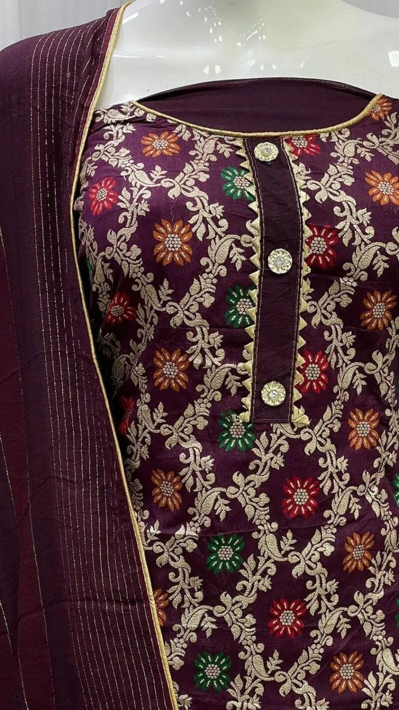 Buy Chanderi Fancy Jacquard Wholesale Dress Material