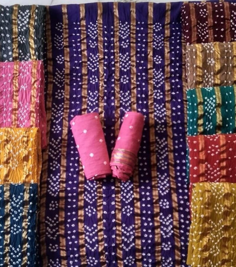 Buy Cotton Satin Bandhej Bandhani Wholesale Cotton Dress Material