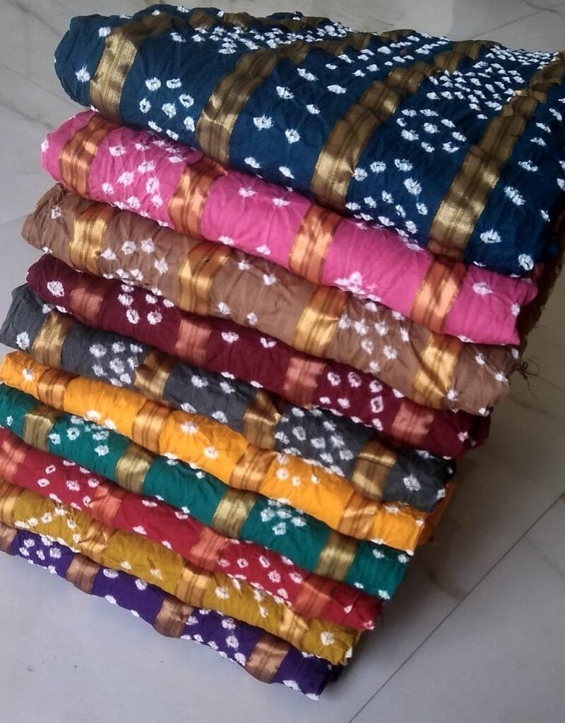 Buy Cotton Satin Bandhej Bandhani Wholesale Cotton Dress Material