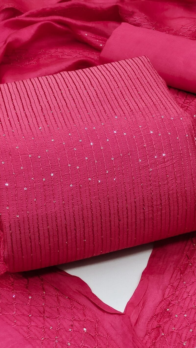 Buy Diable Chanderi Croset Work Wholesale Cotton Dress Material