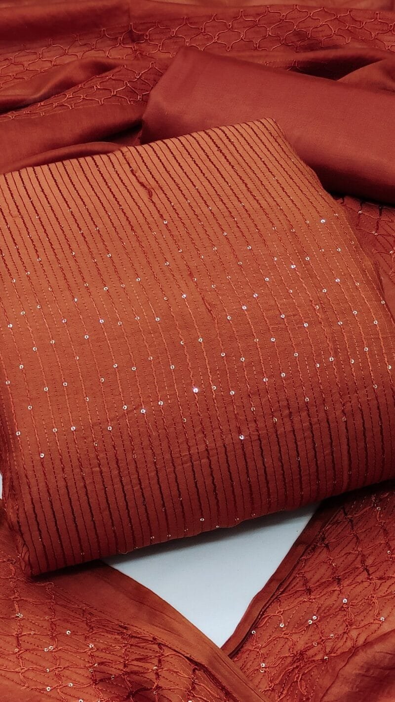 Buy Diable Chanderi Croset Work Wholesale Cotton Dress Material