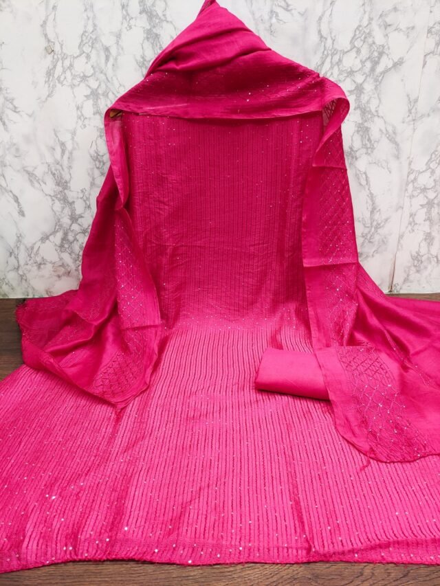 Buy Diable Chanderi Croset Work Wholesale Cotton Dress Material