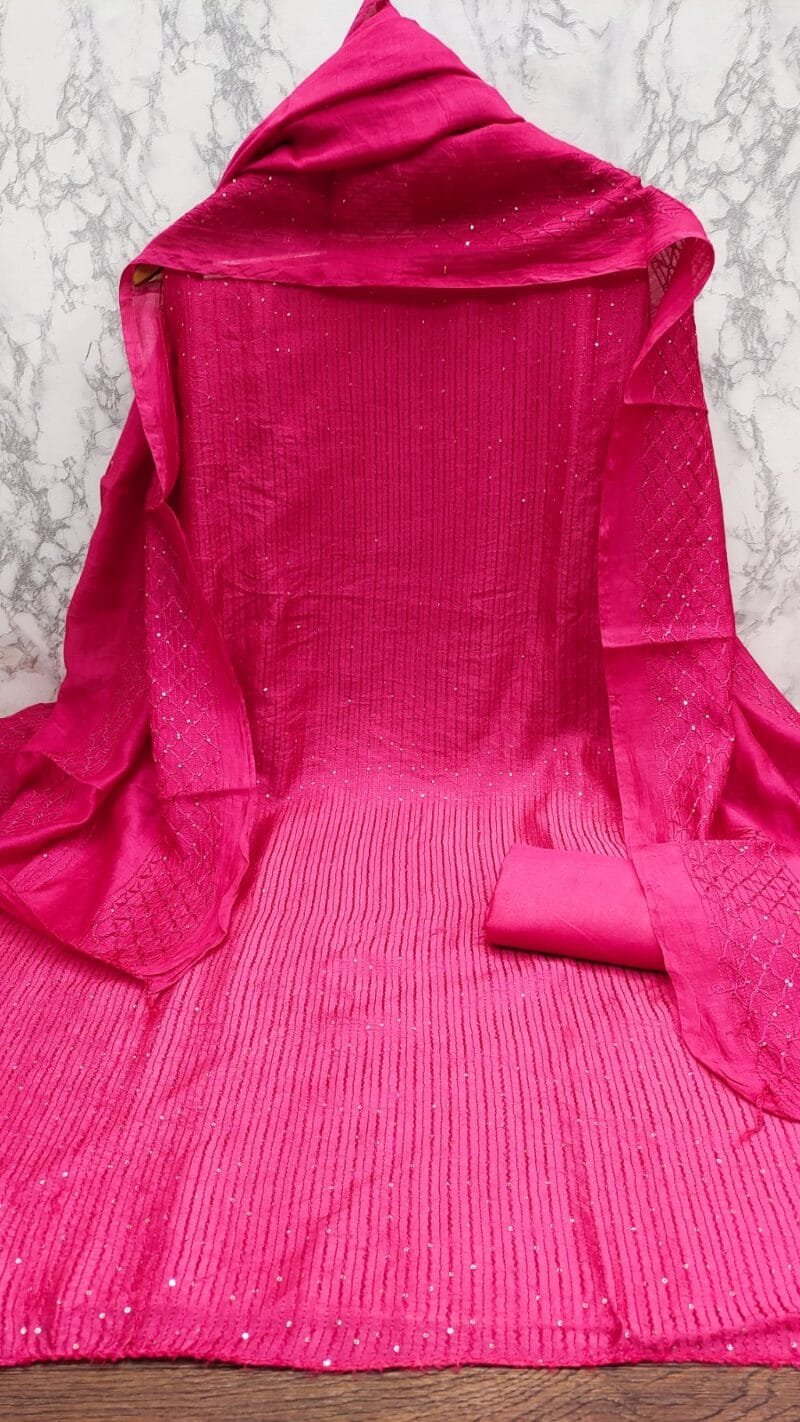 Buy Diable Chanderi Croset Work Wholesale Cotton Dress Material