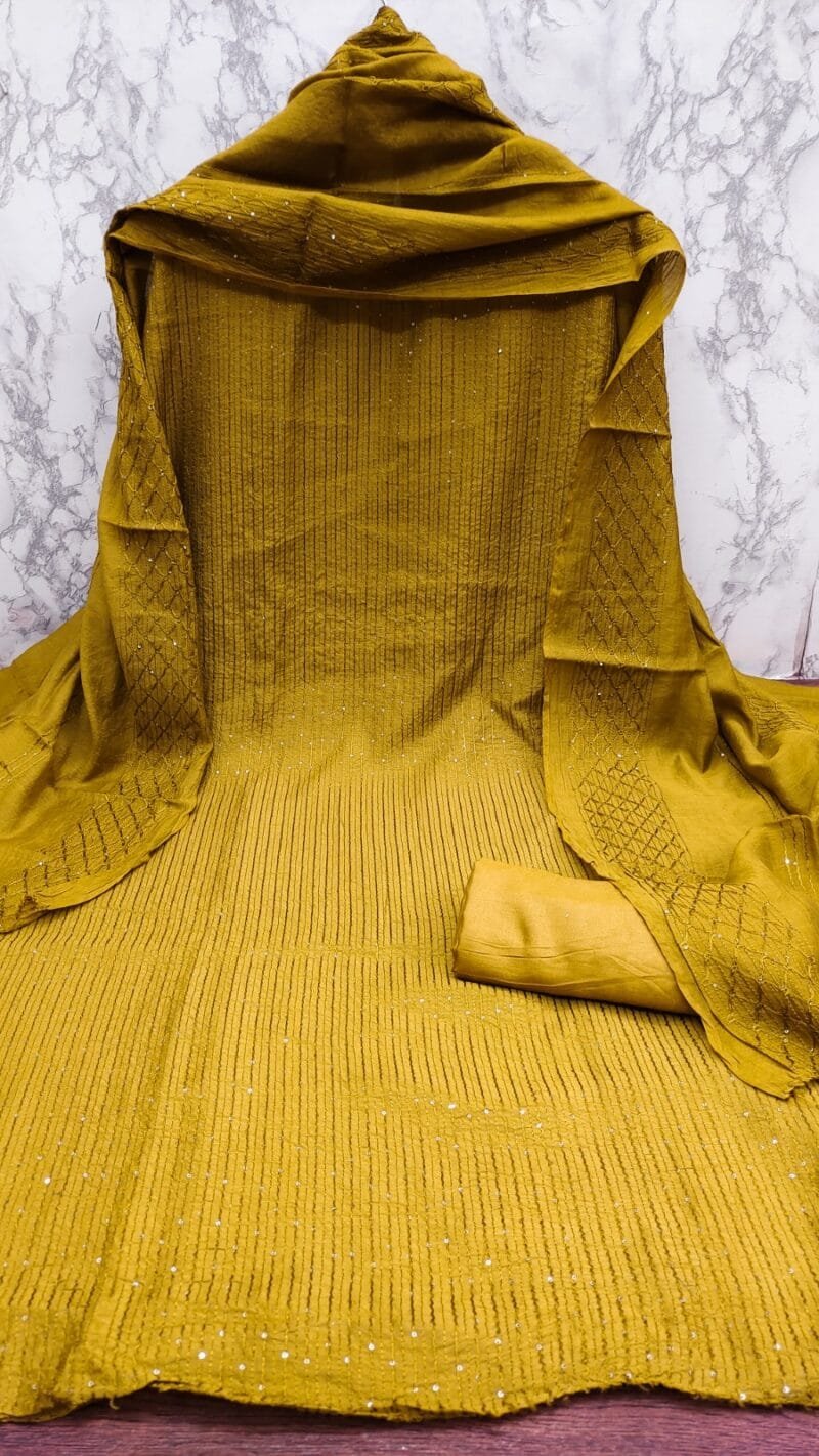 Buy Diable Chanderi Croset Work Wholesale Cotton Dress Material