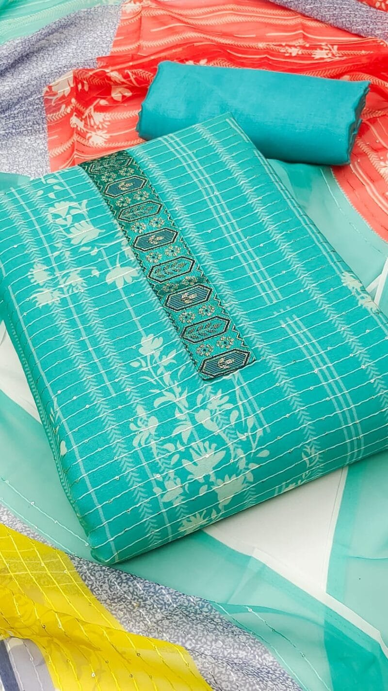 Buy Embroidery With Sequence Work Wholesale Cotton Dress Material