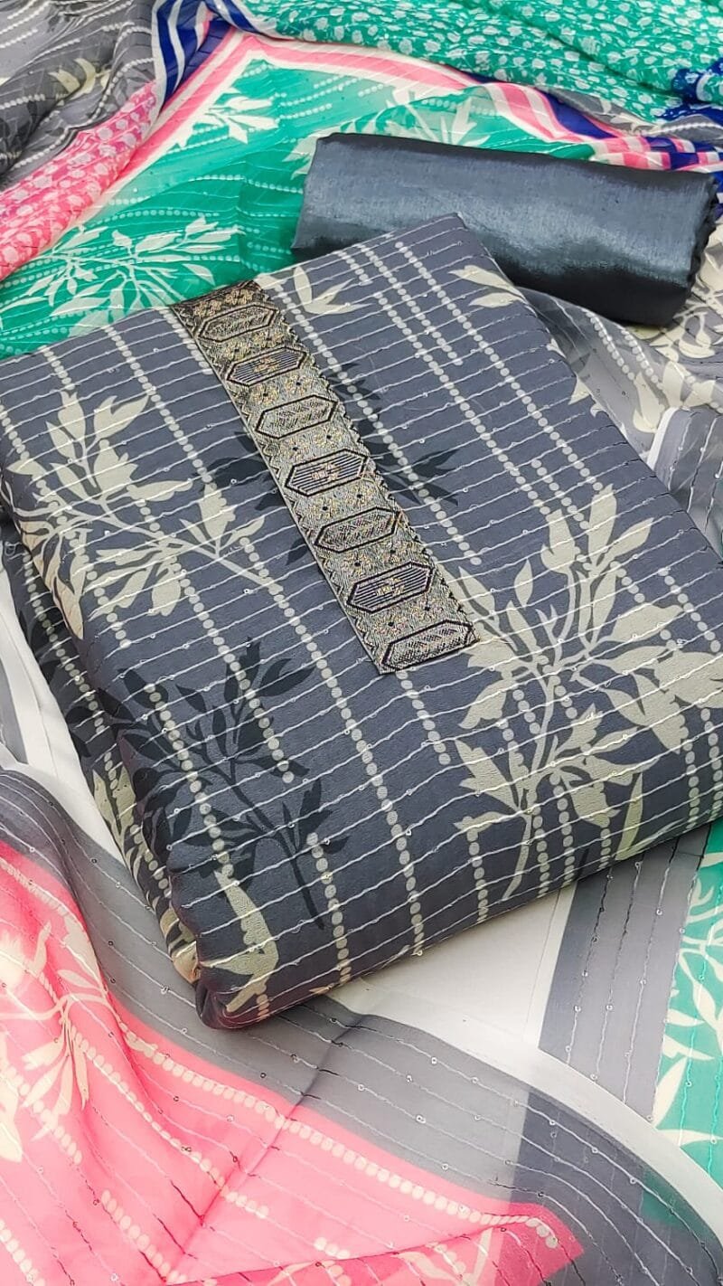 Buy Embroidery With Sequence Work Wholesale Cotton Dress Material