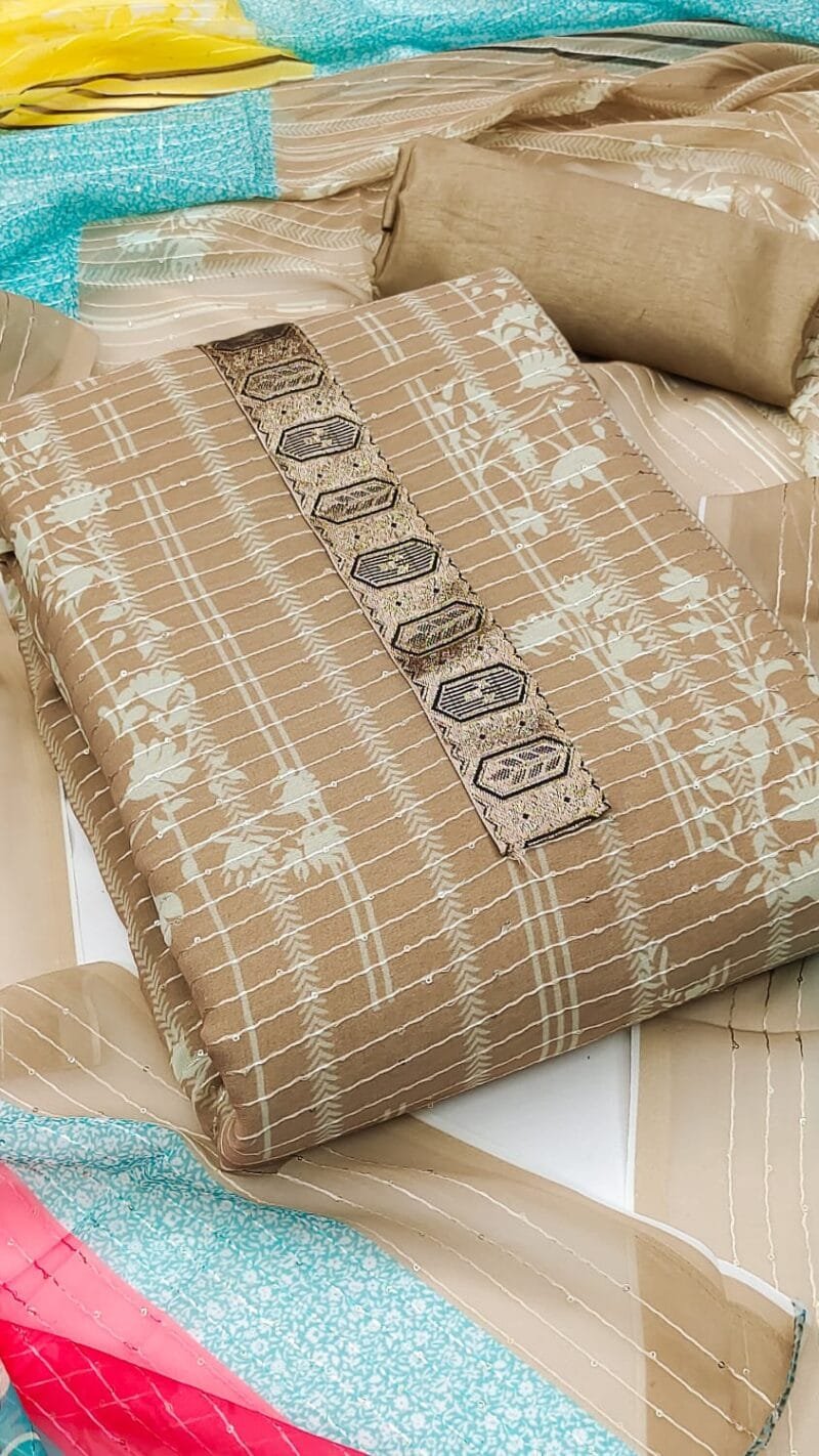 Buy Embroidery With Sequence Work Wholesale Cotton Dress Material