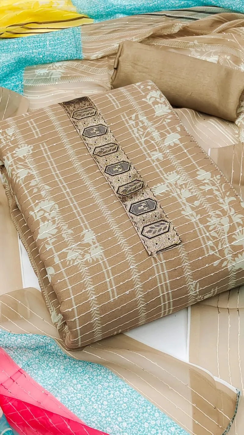 Buy Embroidery With Sequence Work Wholesale Cotton Dress Material