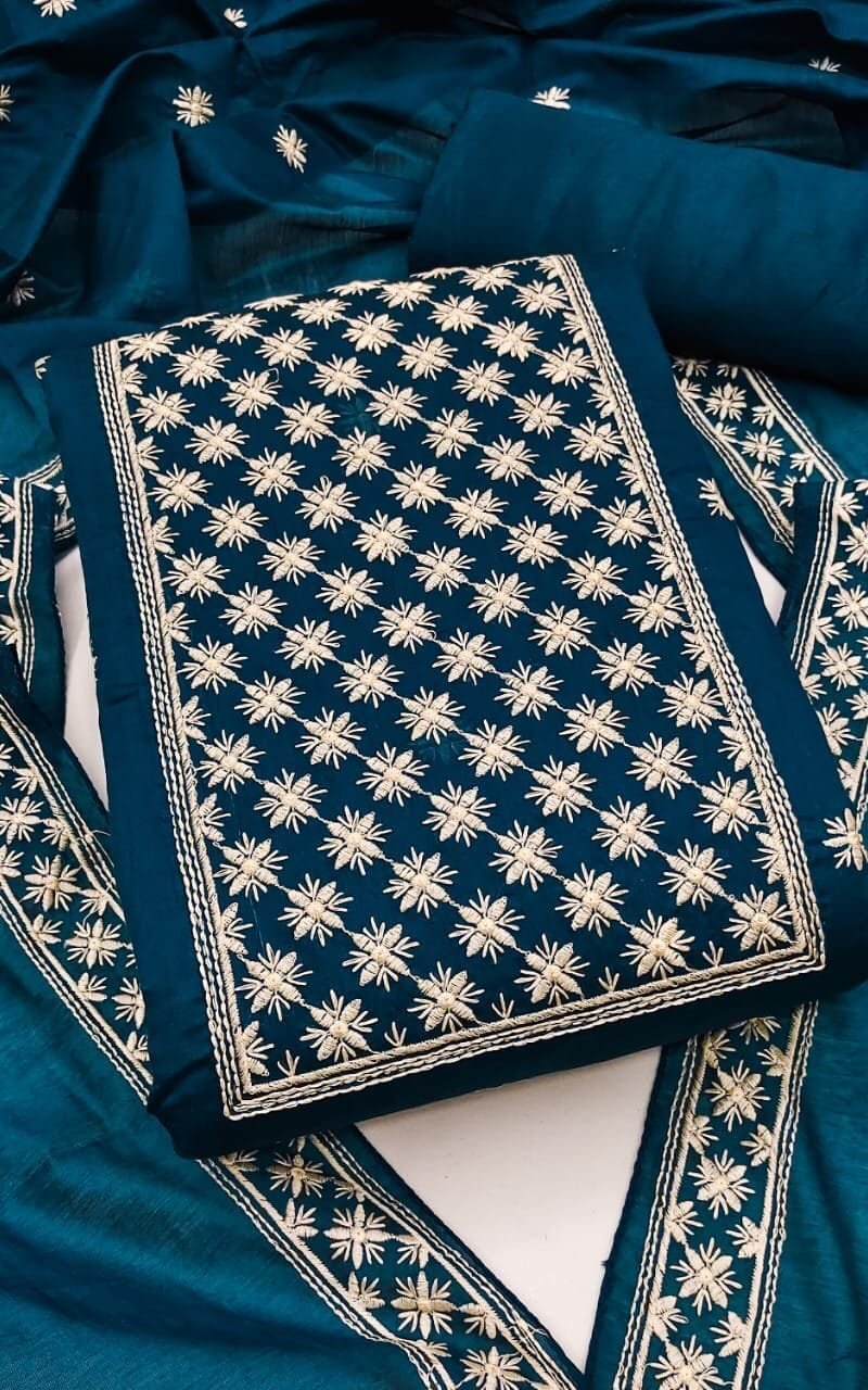 Buy Modal Chanderi Work Wholesale Dress Material