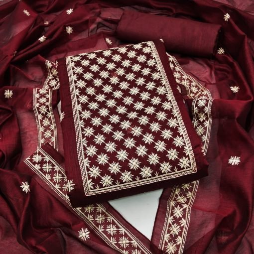 Buy Modal Chanderi Work Wholesale Dress Material